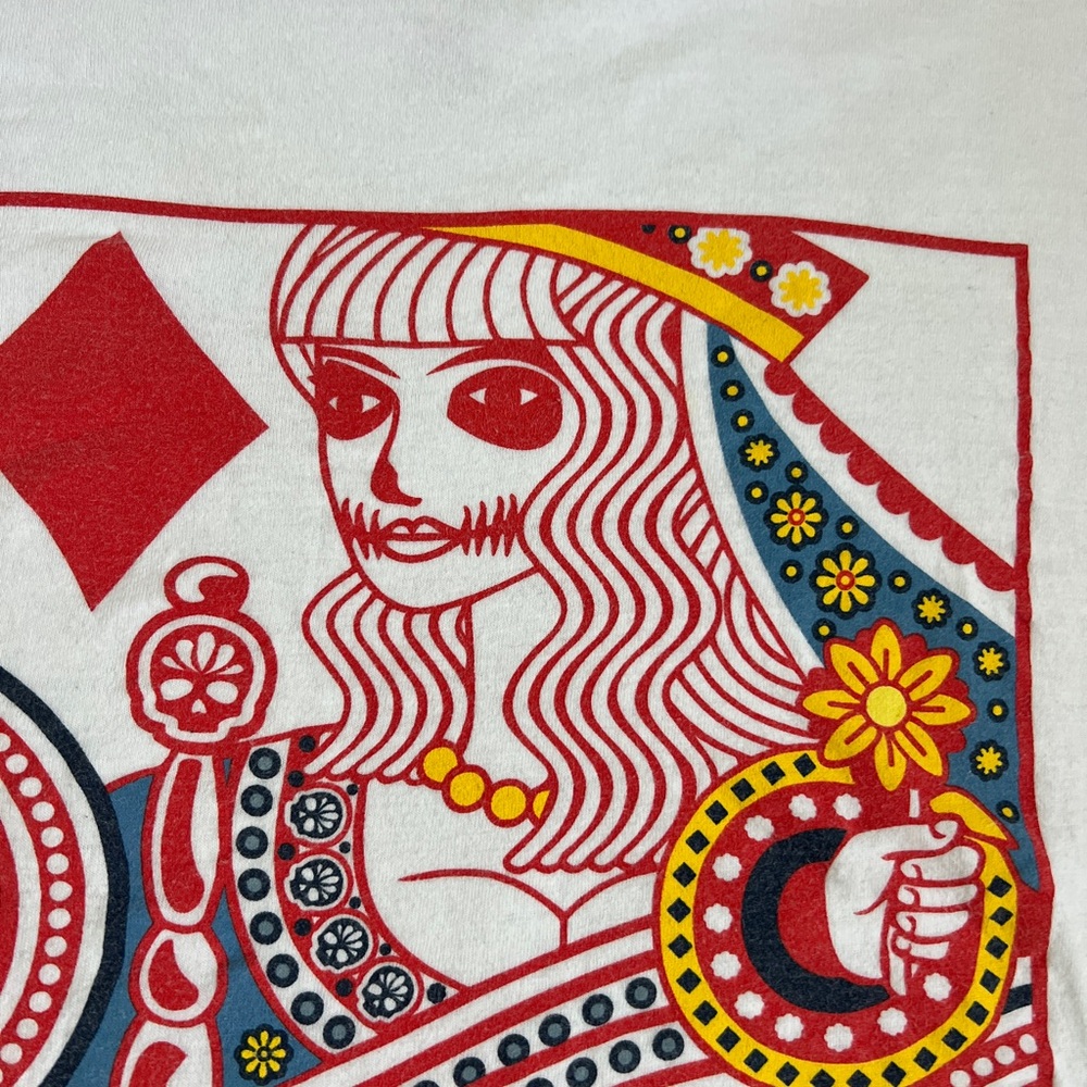 LCM Gorgeous Queen of Diamonds Day Of The Dead T-Shirt with Red, Yellow, Blue - Picture 3 of 9